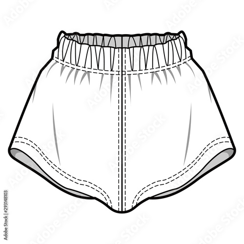 Short pants fashion flat sketch template