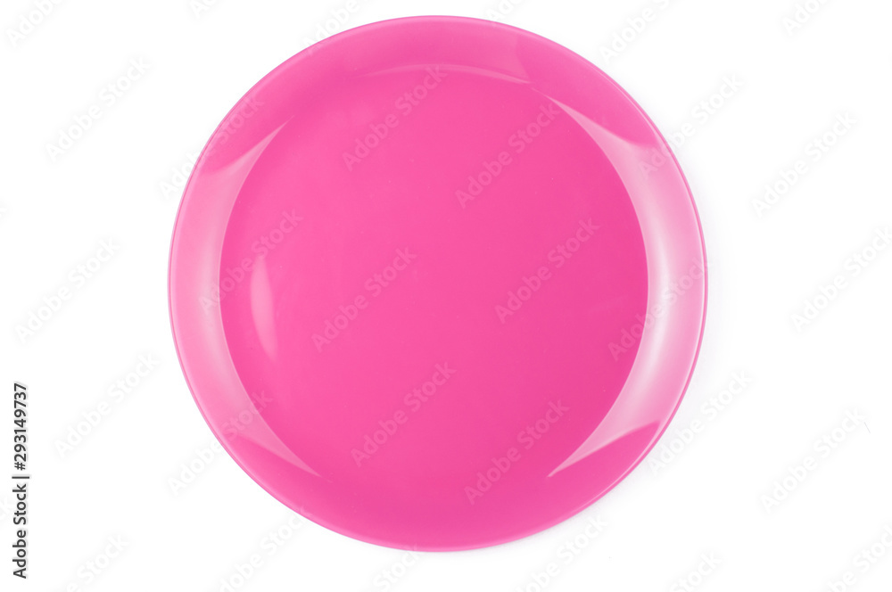 Pink plate isolated on white background Pink plate isolated on white background