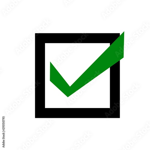 Check mark in a Cube with a white background. Check list button sign. Vector Illustration