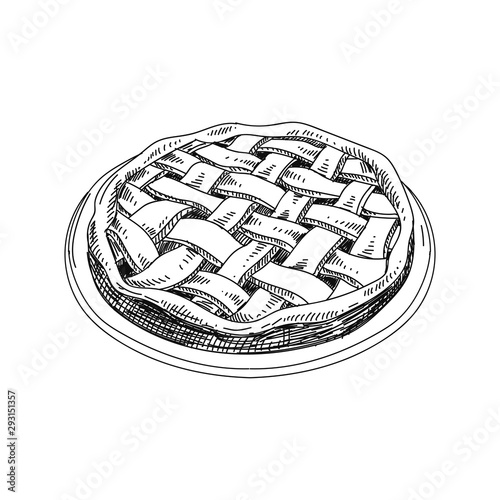 Apple pie hand drawn vector illustration