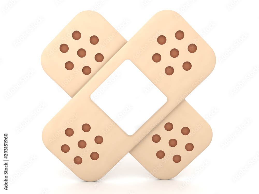 3D Rendering of two bandages 3D Rendering of two bandages