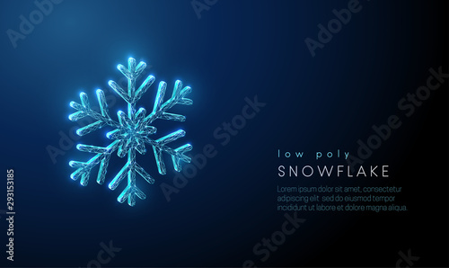 Abstract snowflake. Low poly style design. Abstract geometric background
