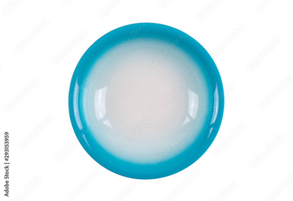 blue plate isolated on sea background