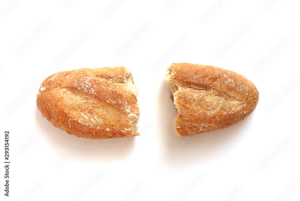 Bread loaf separately on a white background