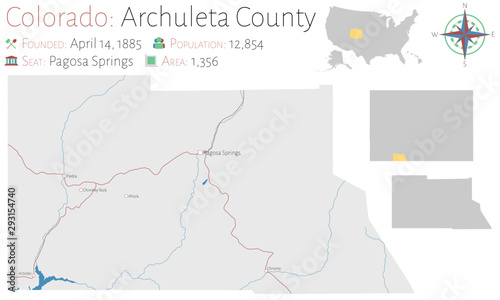 Large and detailed map of Archuleta county in Colorado  USA