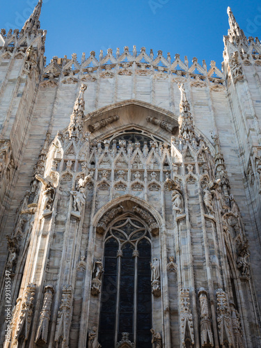 Ornate facade of Milan Catehdral in Italy photo