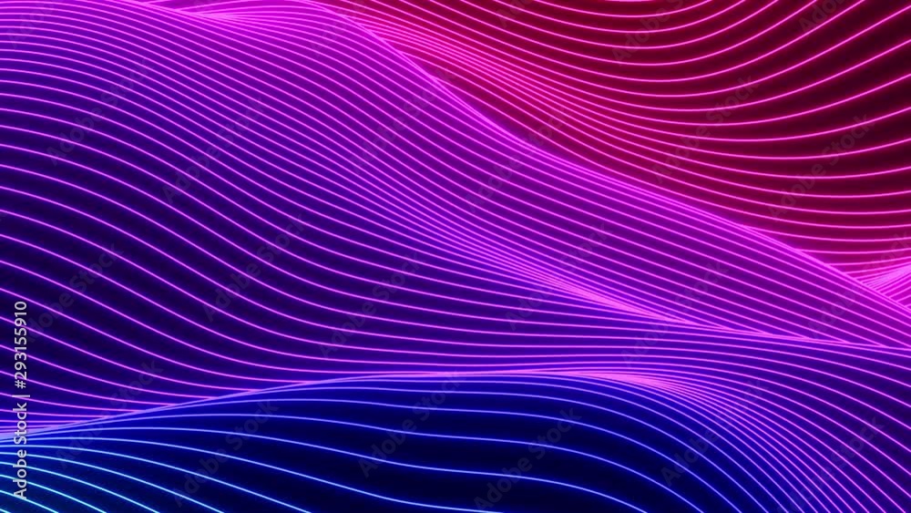 Looped animation. Abstract colorful wavy background in bright rainbow colors. Modern colorful wallpaper. 3d rendering.