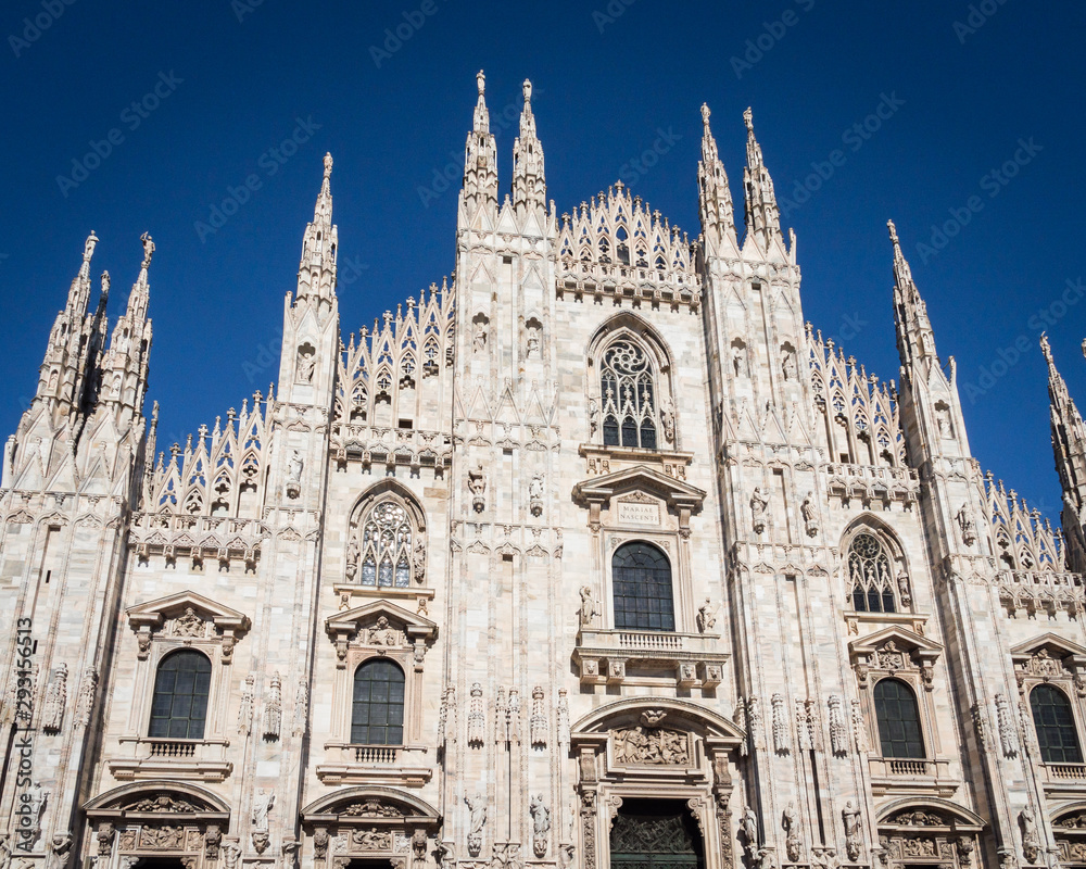 Ornate facade of Milan Catehdral in Italy