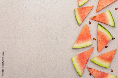 Fresh juicy slices of watermelon. Sweet summer dessert healthy eating concept