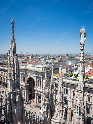 View from roof terrace of Milan Catehdral in Italy © hipproductions