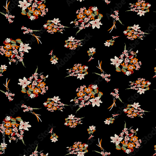 Wallpaper Mural Seamless floral background scarf art abstract design textile. seamless beautiful artistic bright tropical pattern with exotic forest. Colorful Fabric Flower pattern. Beautiful vintage Floral Torontodigital.ca