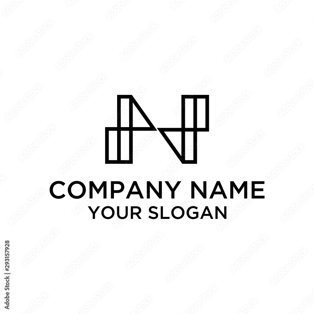 Initial Letter N Line Logo Template Initial Letter N Line Logo Template