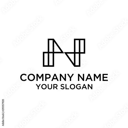 Initial Letter N Line Logo Template © Ina