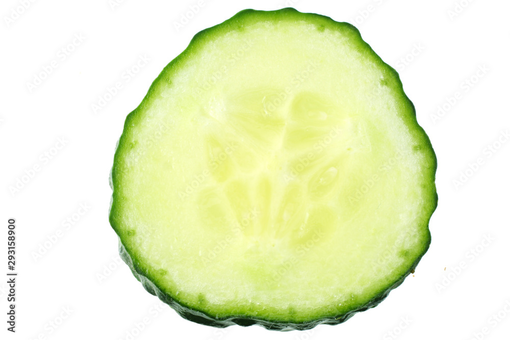 fresh cucumber slices isolated on white background. top view fresh cucumber slices isolated on white background. top view