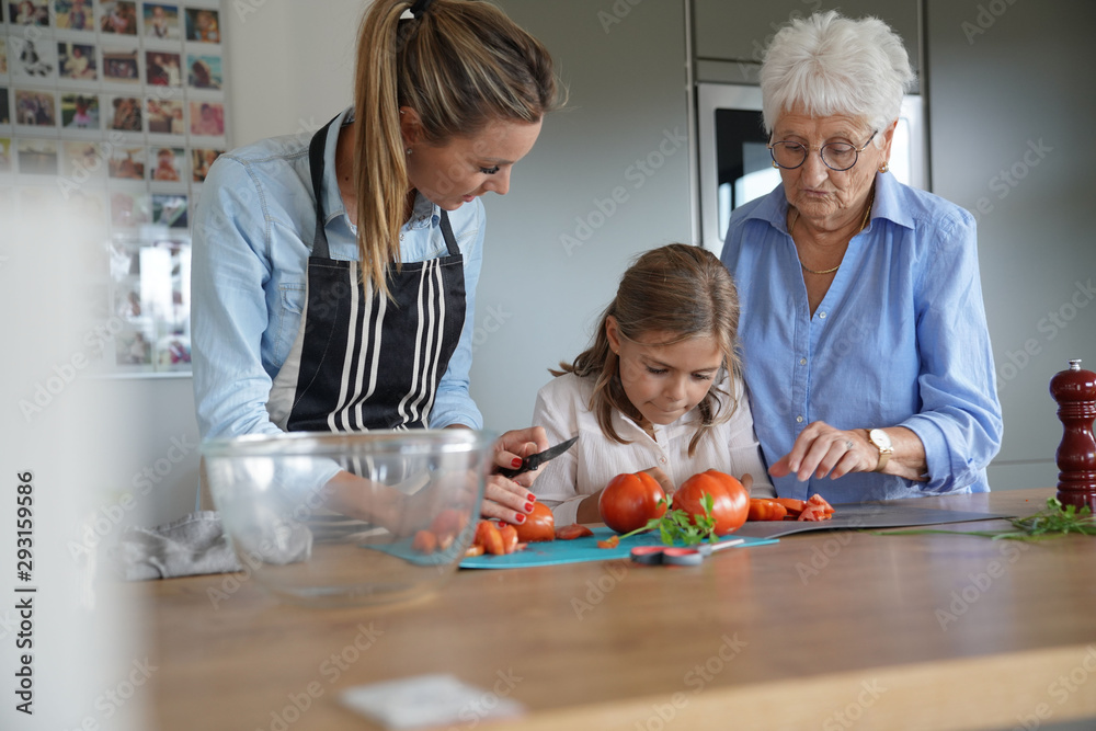 3-generation-family cooking together 3-generation-family cooking together