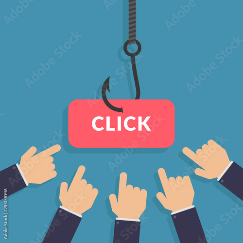 Click bait illustration flat design vector with blue background