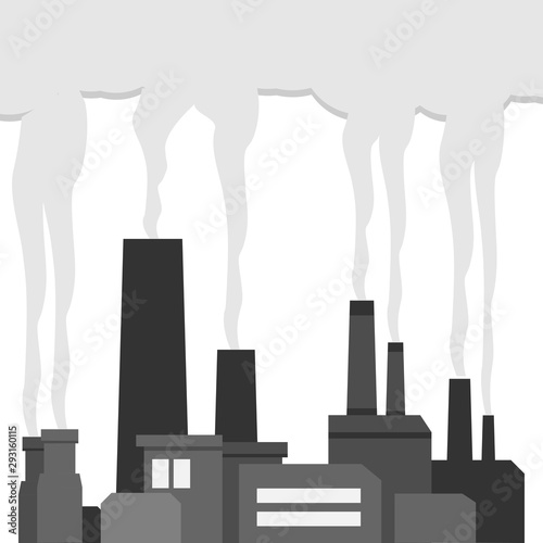 Air pollution, factory smoke flat design vector illustration