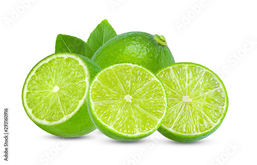 lime with leaf isolated on white background © supamas
