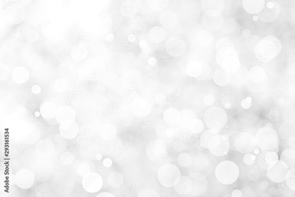 Abstract background with White bokeh on gray background. christmas blurred beautiful shiny Christmas lights.