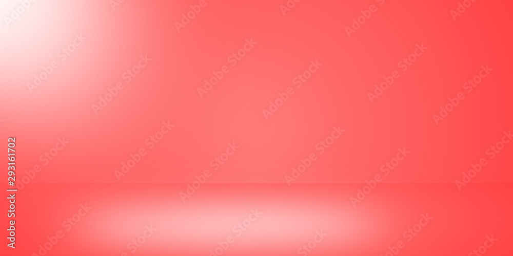 Red empty room studio gradient with spotlight used for background and display your product.