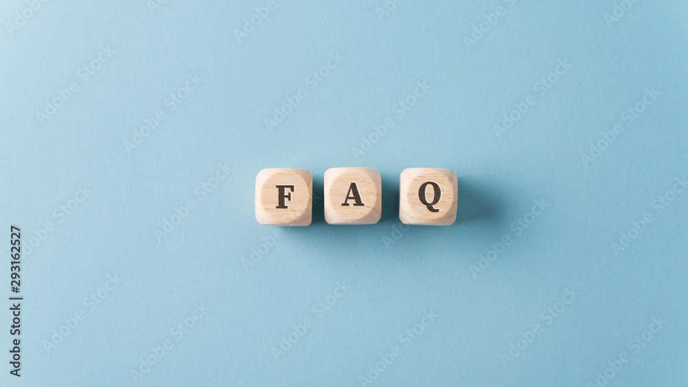 FAQ sign over light blue background - obrazy, fototapety, plakaty 