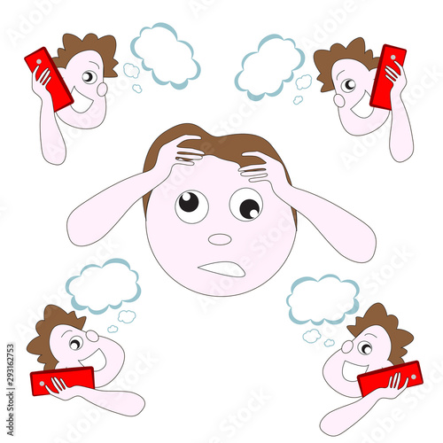 Caricature of telephone sales managers.