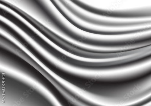 Realistic grey fabric satin wave background texture luxury vector.