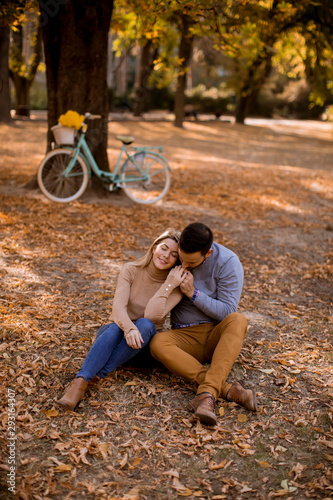 Young couple sitting on gro...