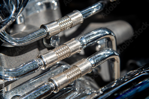 Details motorbike chrome metal Engine