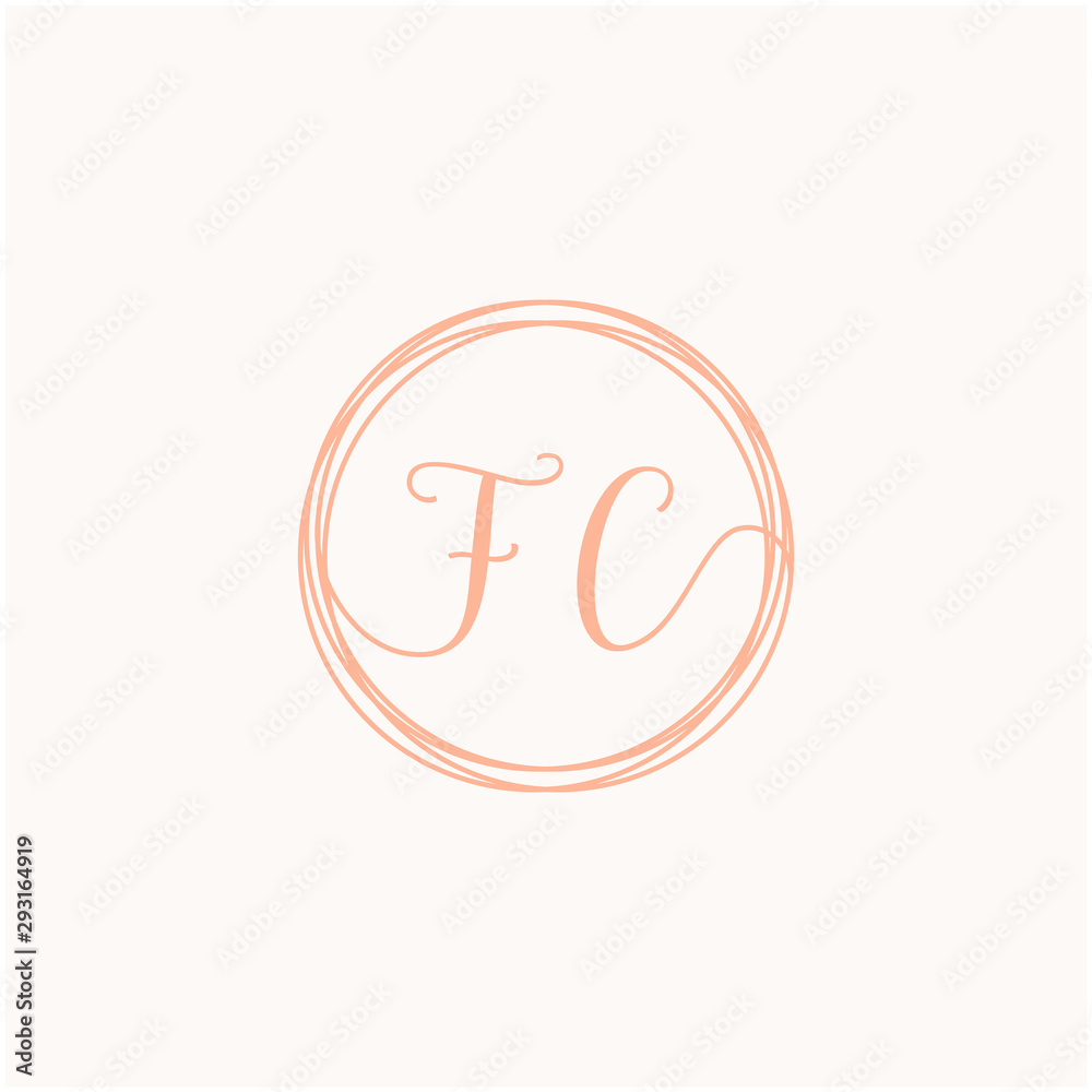 FC Initial Handwriting logo template, Creative fashion logo design, couple wedding concept -vector FC Initial Handwriting logo template, Creative fashion logo design, couple wedding concept -vector