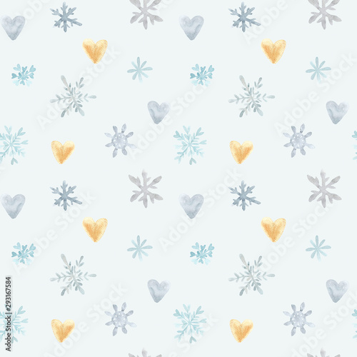 Seamless pattern. Watercolor snowflakes