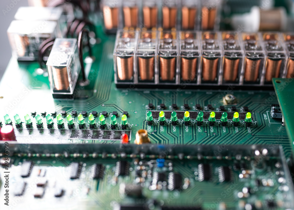 Large green microcircuit and luminous panels Large green microcircuit and luminous panels