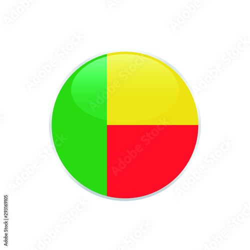 Benin flag round . Simple vector. National flag of Benin  