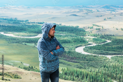 Man watching to glacier in ...