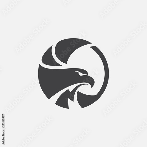 фотография eagle icon circular design illustration, hawk icon design, eagle logo design tem