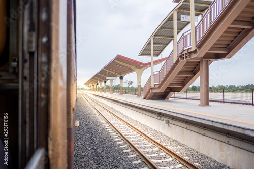 Nakhon Ratchasima,Thailind,2019. The train station image was taken from the train.