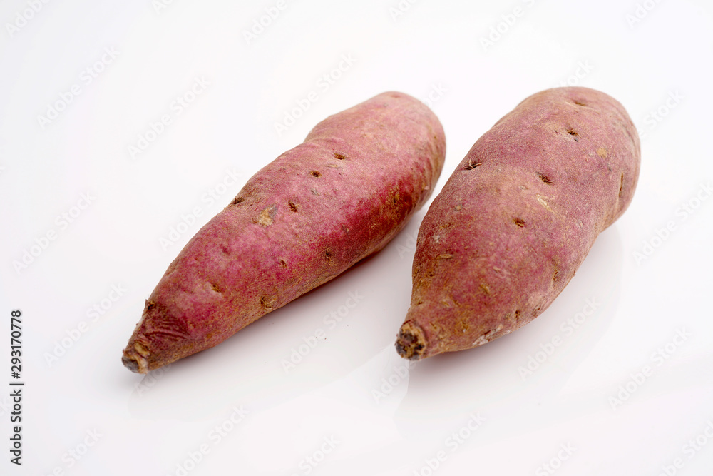 Japanese sweet potatoes on white isolated background Japanese sweet potatoes on white isolated background