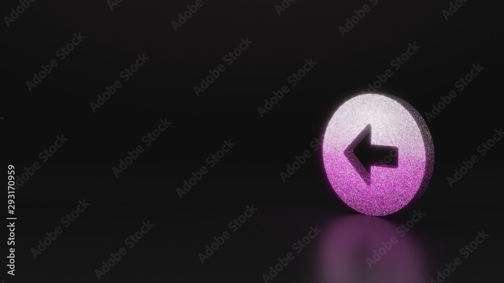 science glitter symbol of left arrow in circle icon 3D rendering science glitter symbol of left arrow in circle icon 3D rendering