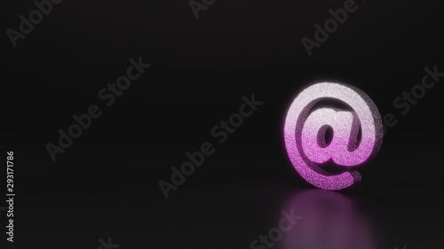 science glitter symbol of at sign icon 3D rendering