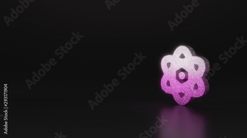 science glitter symbol of atom icon 3D rendering