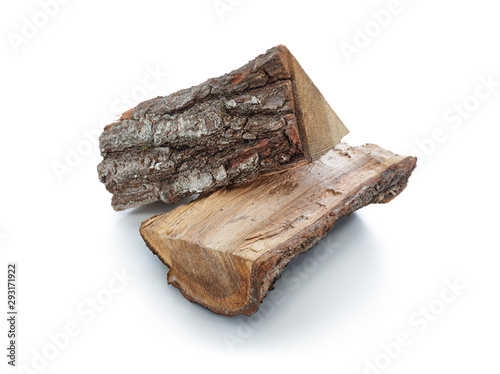 Firewood chopped logs isolated on white