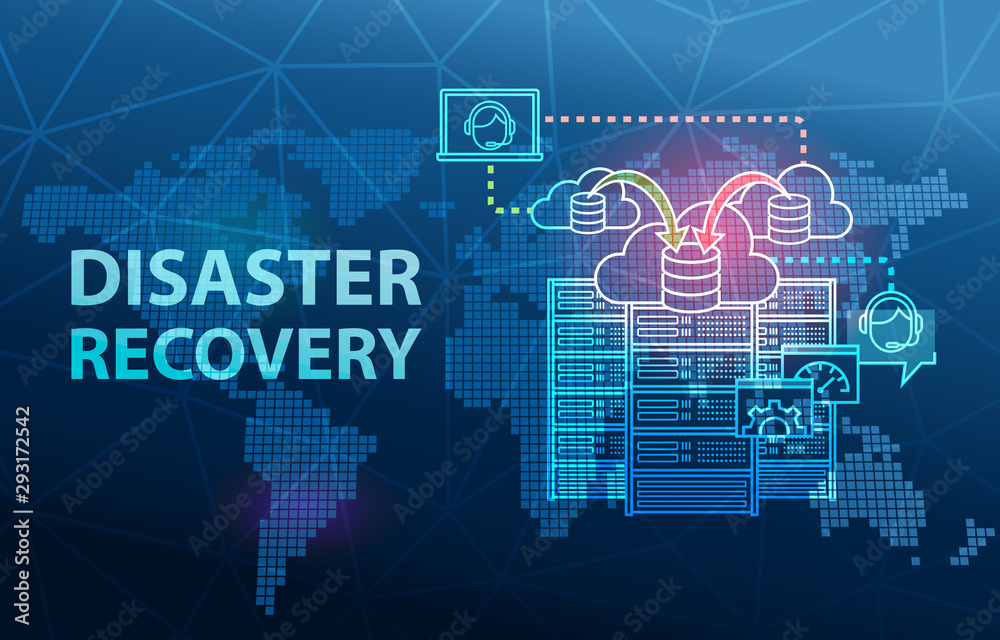 Fototapeta premium Disaster Recovery Cloud Server Data Loss Prevention Concept Background