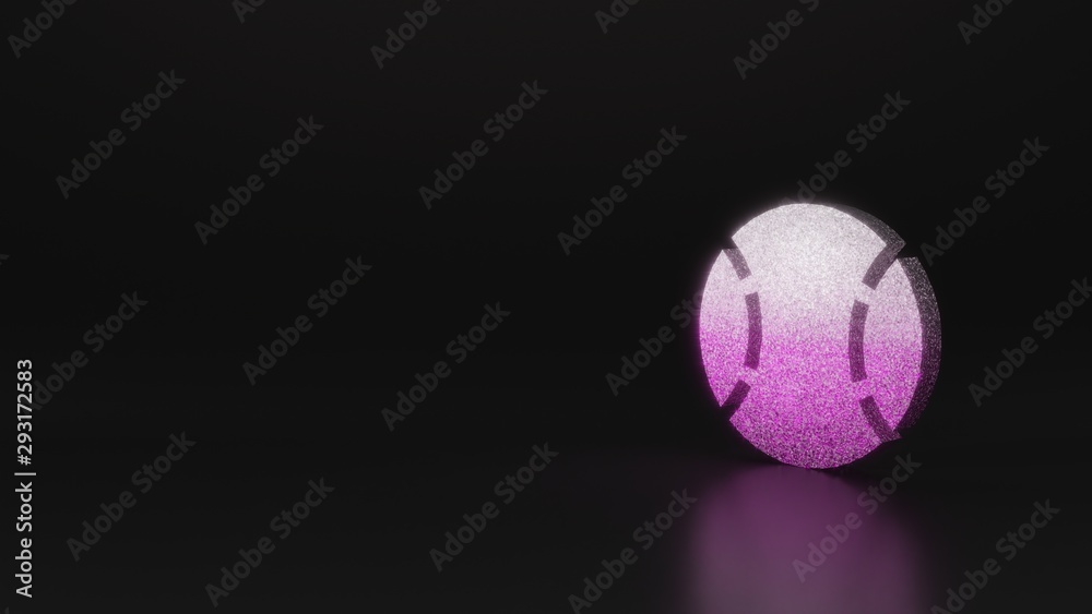 science glitter symbol of baseball ball icon 3D rendering science glitter symbol of baseball ball icon 3D rendering