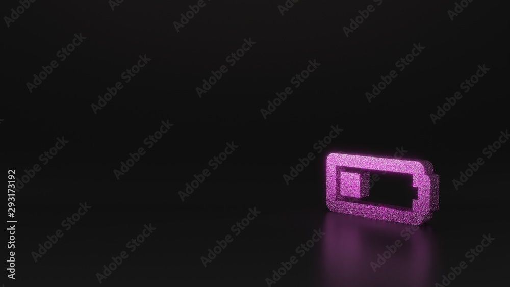 science glitter horizontal symbol of battery quarter icon 3D rendering science glitter horizontal symbol of battery quarter icon 3D rendering
