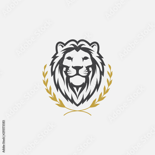 lion luxury logo icon template, elegant lion logo design illustration, lion head with crown logo, lion elegant symbol