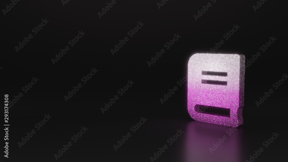 science glitter symbol of book icon 3D rendering science glitter symbol of book icon 3D rendering