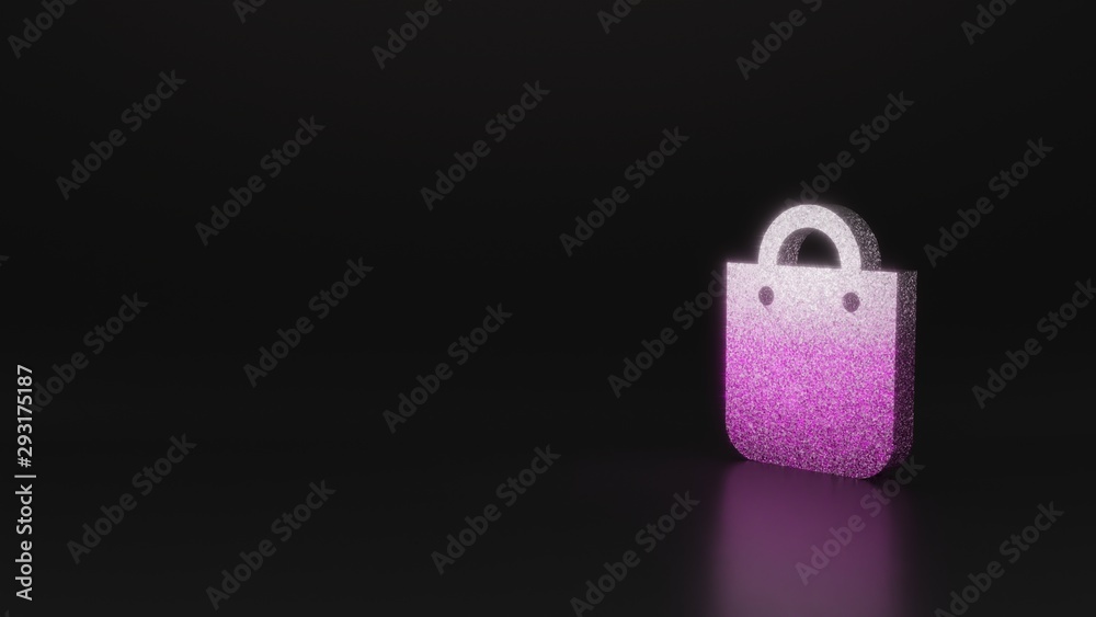 science glitter symbol of bag icon 3D rendering science glitter symbol of bag icon 3D rendering