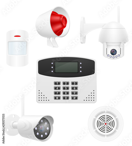 home security system set icons vector illustration