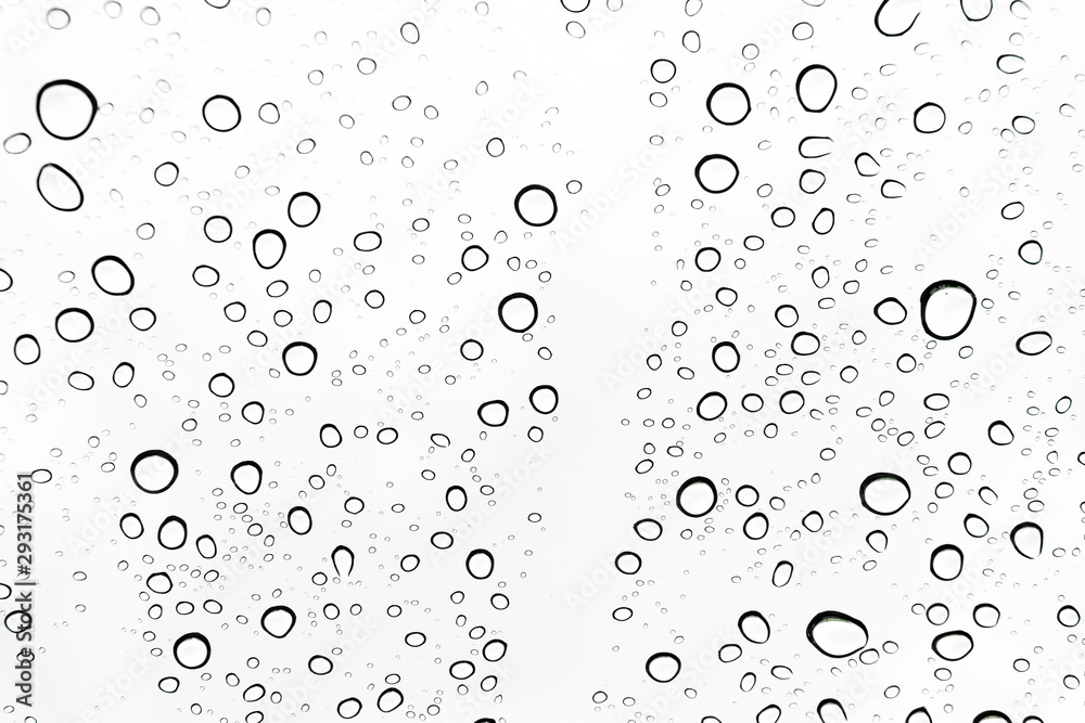 Rain drops on window glasses surface Natural Pattern of raindrops. Natural pattern of raindrops on white background for your design.