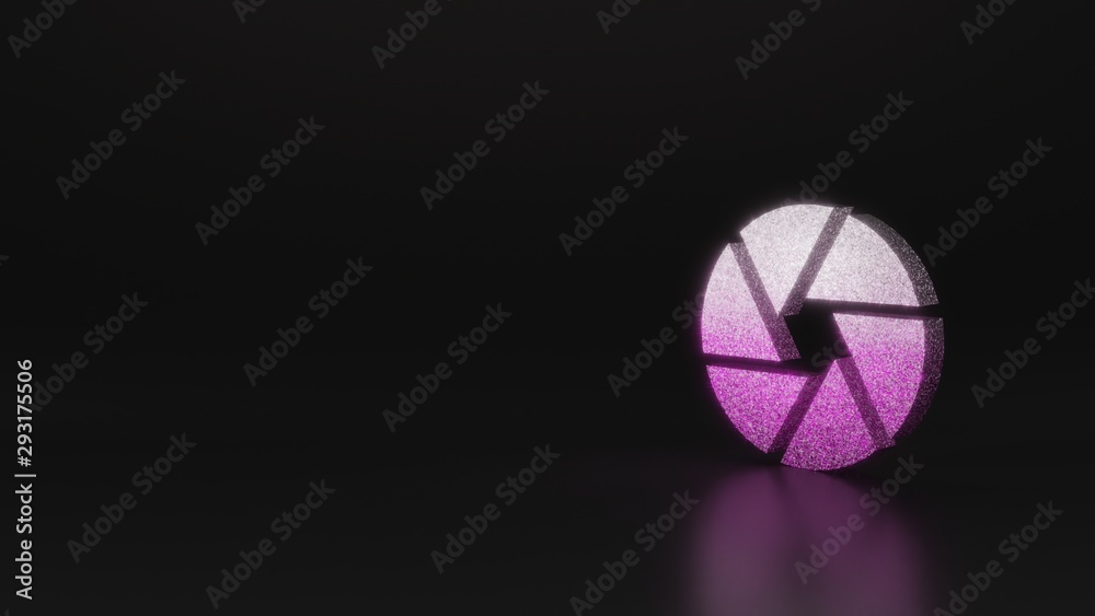 science glitter symbol of camera aperture icon 3D rendering science glitter symbol of camera aperture icon 3D rendering